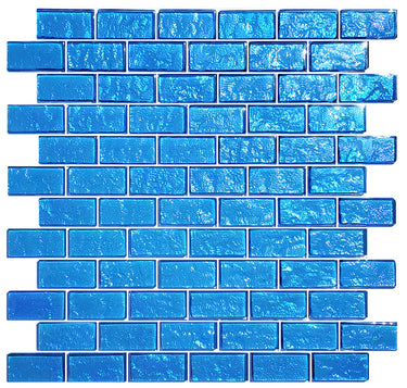 Blue 2 Glass Pool Tile 1" x 2"
