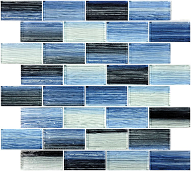 Blue Black Blend Glass Pool Tile 1.5" x 3"