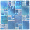 Blue Mixed Glass Pool Tile