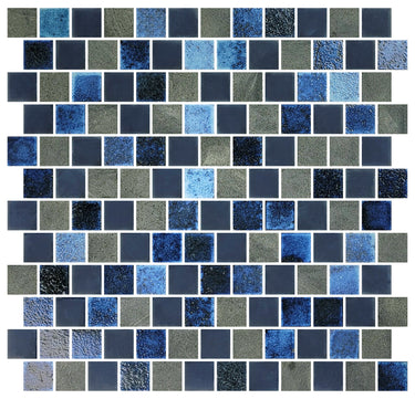 Dark Blue Blend Glass Pool Tile 1" x 1" - PoolTile.net