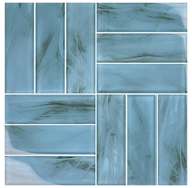 Metro Blue Glass Pool Tile 2" x 6" - PoolTile.net