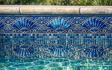 Blue Pool Waterline Tile Ideas