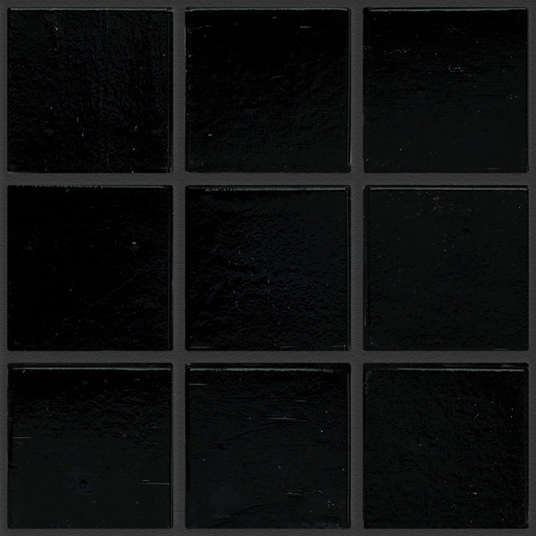 208 Black Glass Pool Tile 3/4" x 3/4" Mosaic