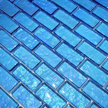 Blue 2 Glass Pool Tile 1" x 2"