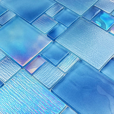 Blue Mixed Glass Pool Tile
