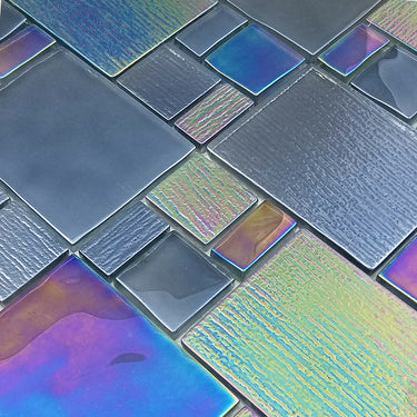 Gray Mixed Glass Pool Tile