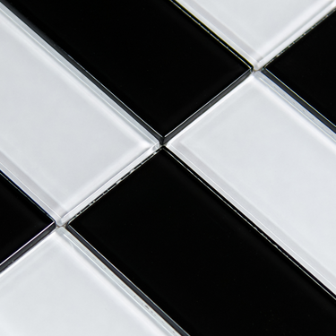 Jet Black Glass Pool Tile 3" x 6"