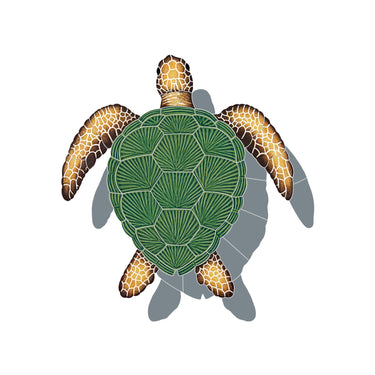 Loggerhead Turtle Natural With Shadow Porcelain Pool Mosaic