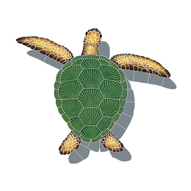 Loggerhead Turtle Natural With Shadow Porcelain Pool Mosaic