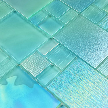 Seafoam Mixed Glass Pool Tile