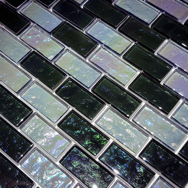 Slate Blend 2 Glass Pool Tile 1" x 2"