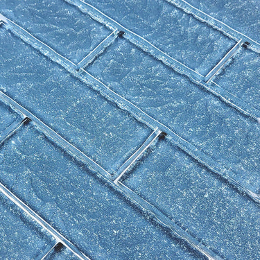 Steel Blue Glass Pool Tile 2" x 6"