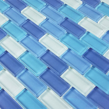 Turquoise Cobalt Blue Blend Glass Pool Tile 1" x 2"