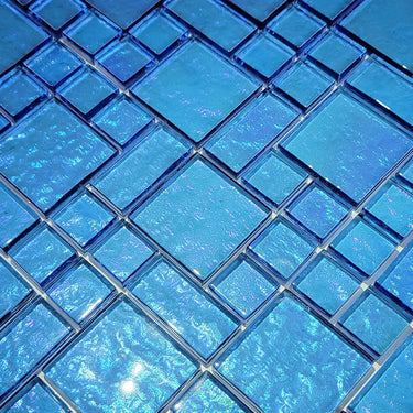 Blue Mixed Glass Pool Tile - PoolTile.net