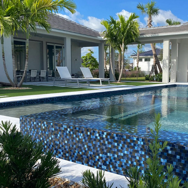 Dark Blue Blend Glass Pool Tile 1" x 1" - PoolTile.net