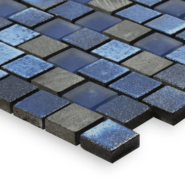Dark Blue Blend Glass Pool Tile 1" x 1" - PoolTile.net