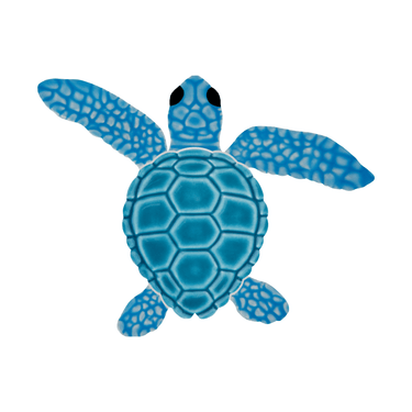 Loggerhead Turtle Mini 4" Aqua Porcelain Pool Mosaic - PoolTile.net