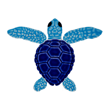 Loggerhead Turtle Mini 4" Blue Porcelain Pool Mosaic - PoolTile.net
