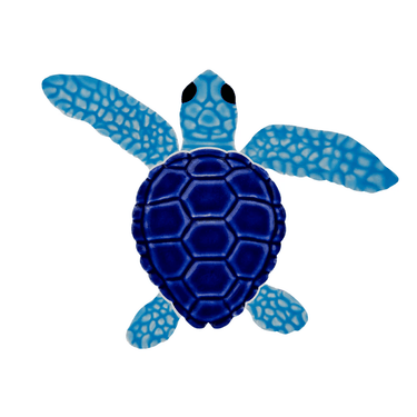 Loggerhead Turtle Mini 4" Blue Porcelain Pool Mosaic - PoolTile.net