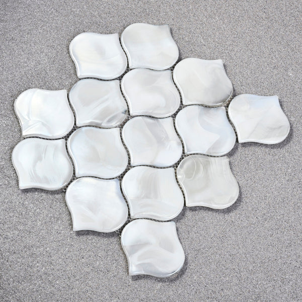 Sample of Arabesque Handmade Pool Tile in White